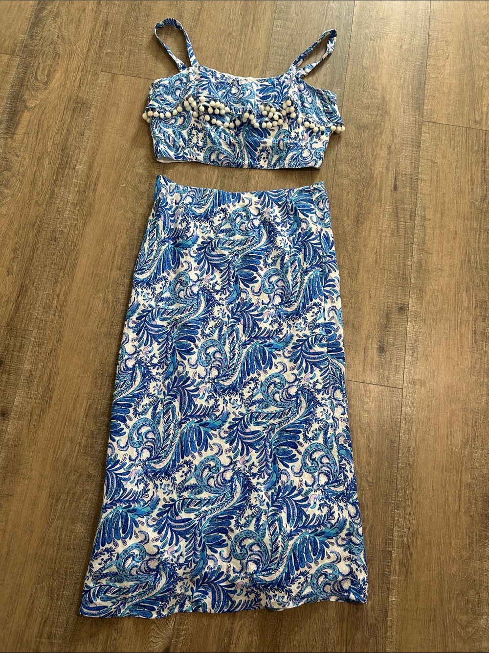 Lilly Pulitzer Gretna 2 piece Set in Blue bird is the word - size 10